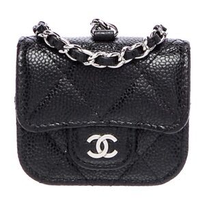 Chanel Caviar AirPods Mini Bag Holder with Strap